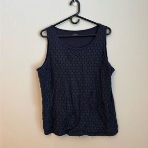 LOFT Navy Eyelet Sleeveless Tank Top